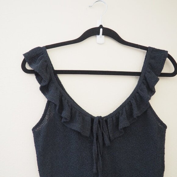 ! Urban Outfitters Tie-Front Ruffle Knit Crop Tank Top sz M - Picture 4 of 7